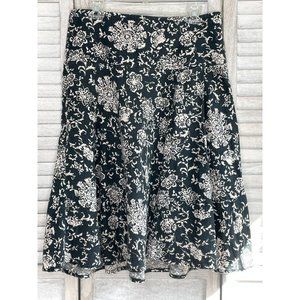 GAP Linen Skirt Black & White Floral Size 6R